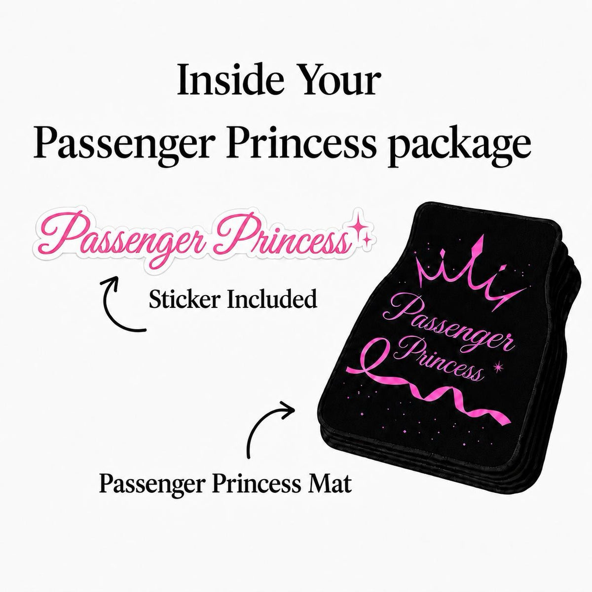 Passenger Princess Car Floor Mat & Sticker Bundle
